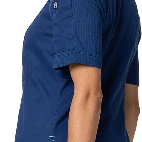 Women's Chef Coat Cotton-Polyester Blue X-Small Cool Vent Short Sleeve - Picture 2 of 5